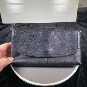 Classic Coach Black Leather Evening Purse, 8" Clutch or Handbag